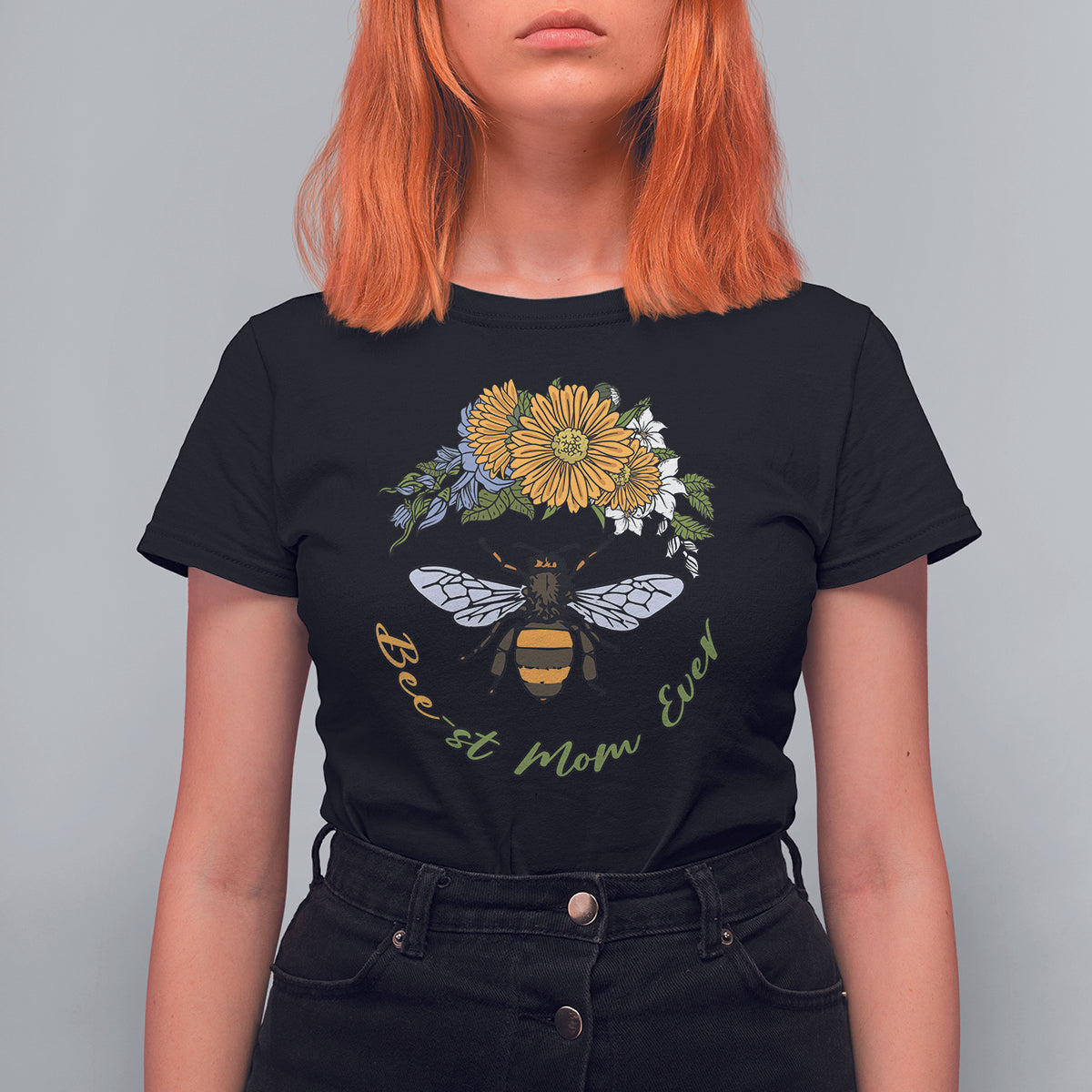 Vintage Nature Inspired Botanical Bee Best Mom Ever Bee Pun Word Play Gifts for Mom T Shirt For Women - Wonder Print Shop