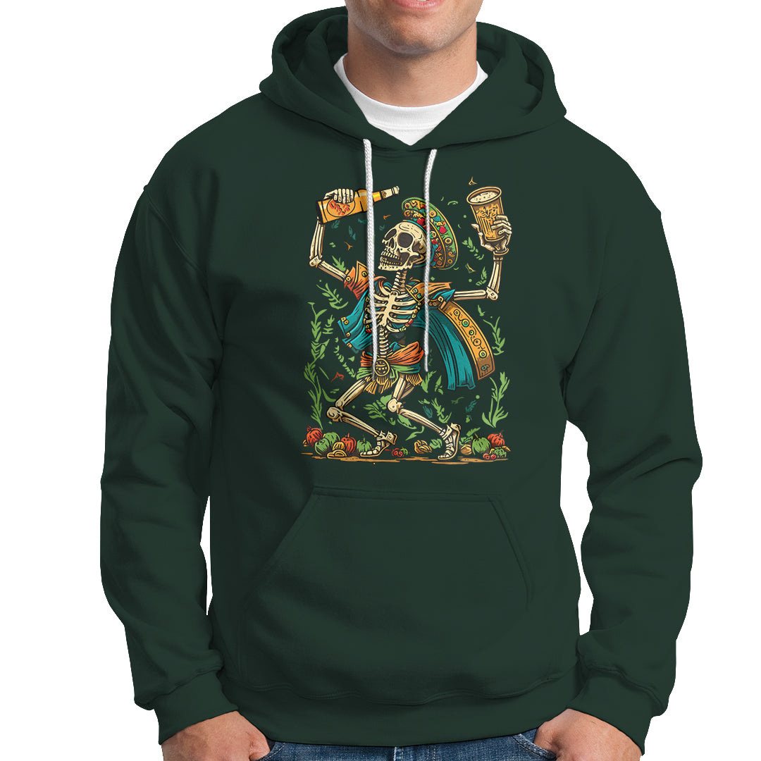 Mexican Skull Hoodie Mexican Skull Sugar Skull Drinking Let's Fiesta Women Men - Wonder Print Shop
