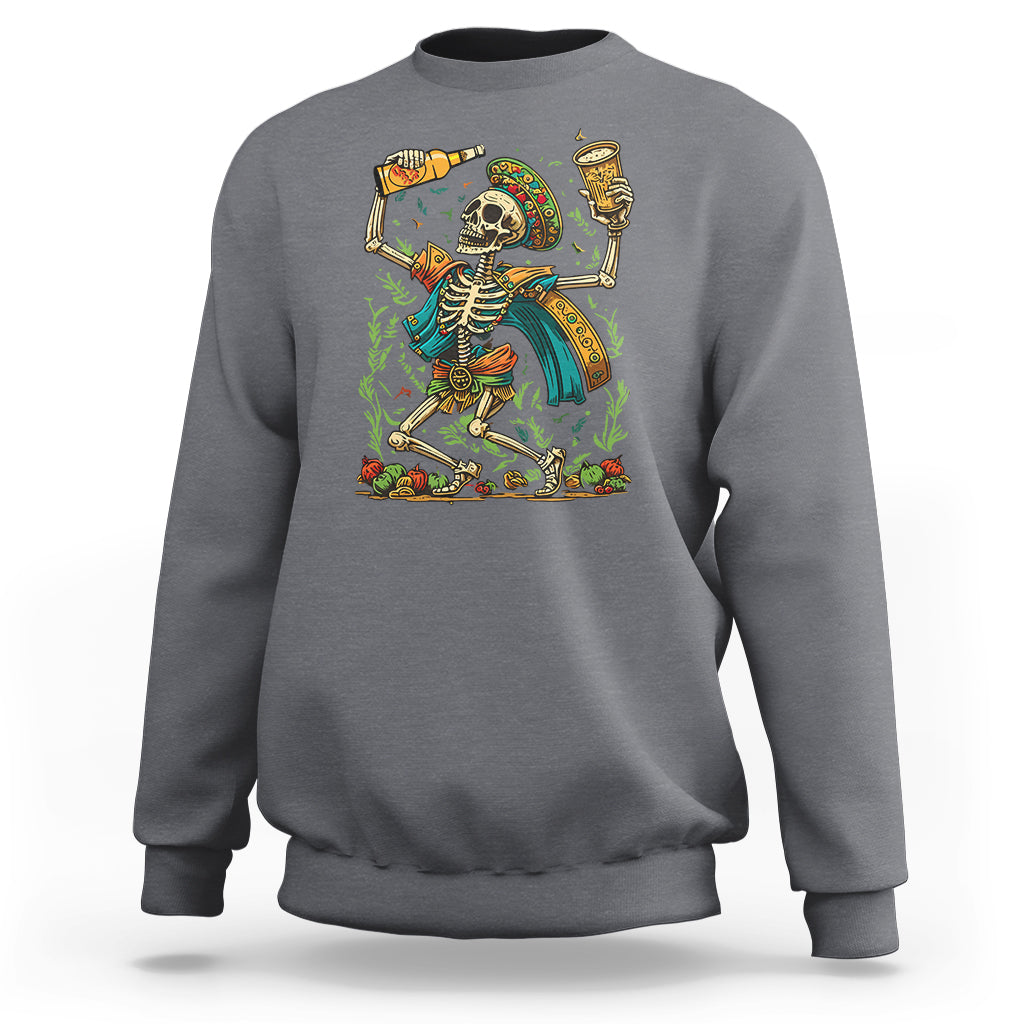 Mexican Skull Sweatshirt Mexican Skull Sugar Skull Drinking Let's Fiesta Women Men - Wonder Print Shop