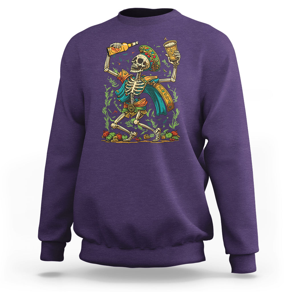Mexican Skull Sweatshirt Mexican Skull Sugar Skull Drinking Let's Fiesta Women Men - Wonder Print Shop