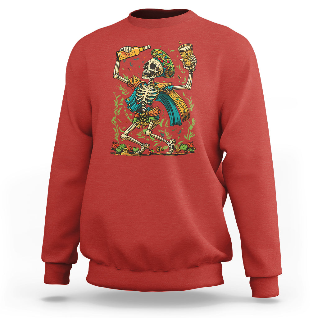 Mexican Skull Sweatshirt Mexican Skull Sugar Skull Drinking Let's Fiesta Women Men - Wonder Print Shop