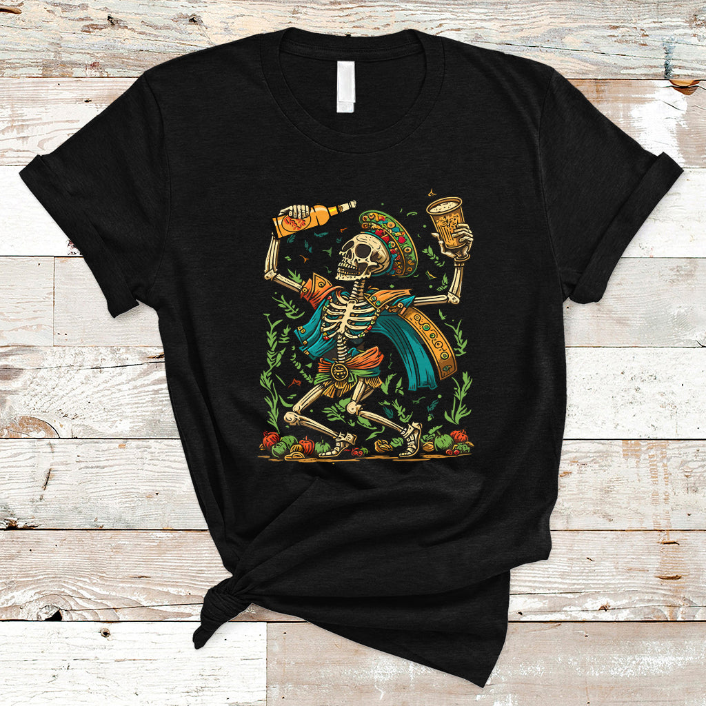Mexican Skull T Shirt Mexican Skull Sugar Skull Drinking Let's Fiesta Women Men - Wonder Print Shop