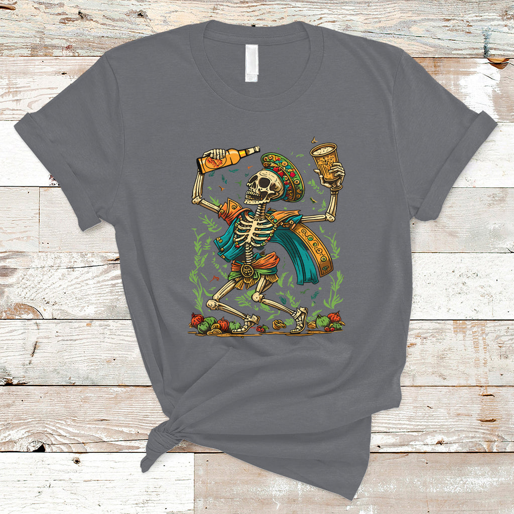 Mexican Skull T Shirt Mexican Skull Sugar Skull Drinking Let's Fiesta Women Men - Wonder Print Shop