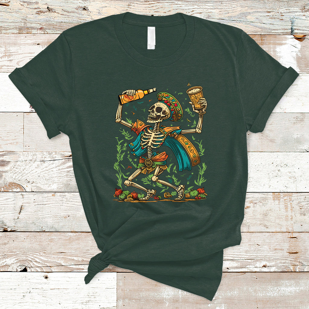 Mexican Skull T Shirt Mexican Skull Sugar Skull Drinking Let's Fiesta Women Men - Wonder Print Shop