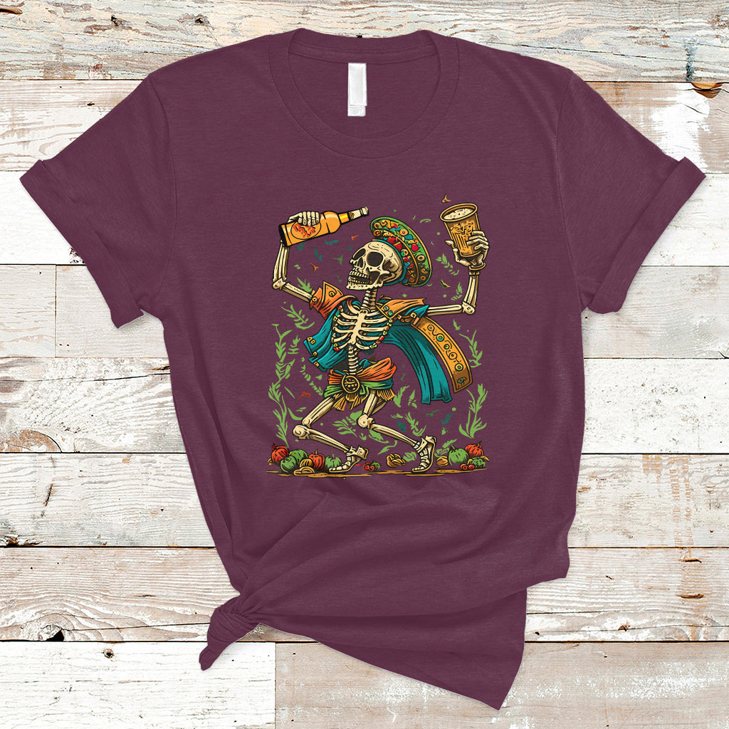Mexican Skull T Shirt Mexican Skull Sugar Skull Drinking Let's Fiesta Women Men - Wonder Print Shop