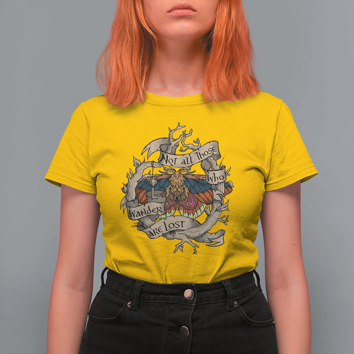 Goblincore Polyphemus Moth Not All Those Who Wander Are Lost Inspirational Moth T-Shirt for Women, Spiritual Shirt, Moth Sprituality T Shirt For Women - Wonder Print Shop