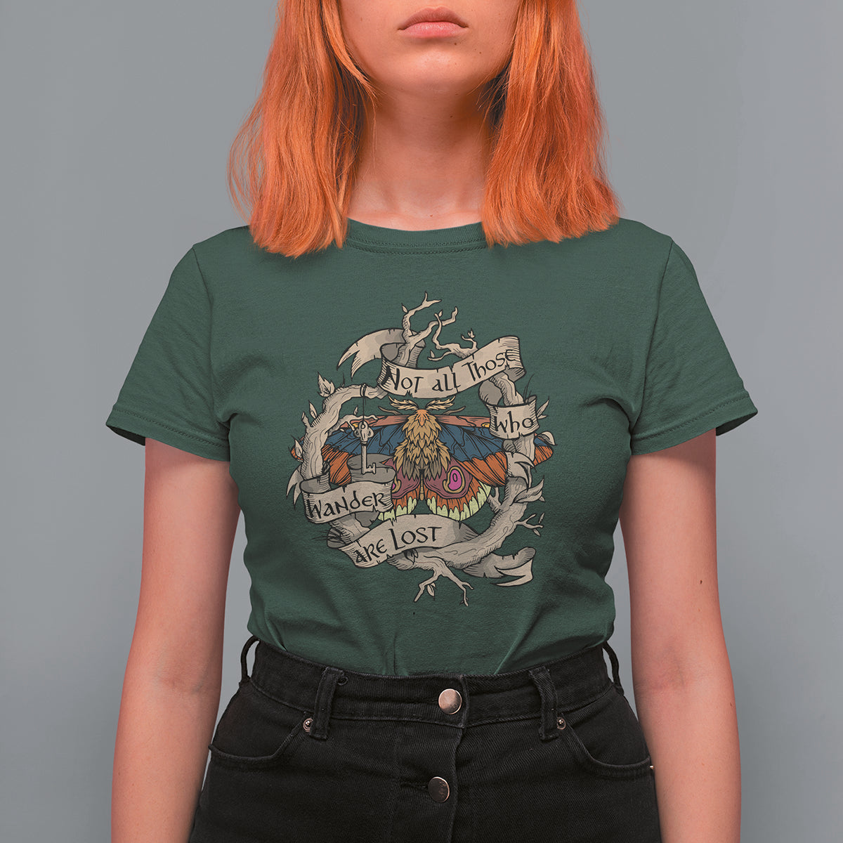 Goblincore Polyphemus Moth Not All Those Who Wander Are Lost Inspirational Moth T-Shirt for Women, Spiritual Shirt, Moth Sprituality T Shirt For Women - Wonder Print Shop