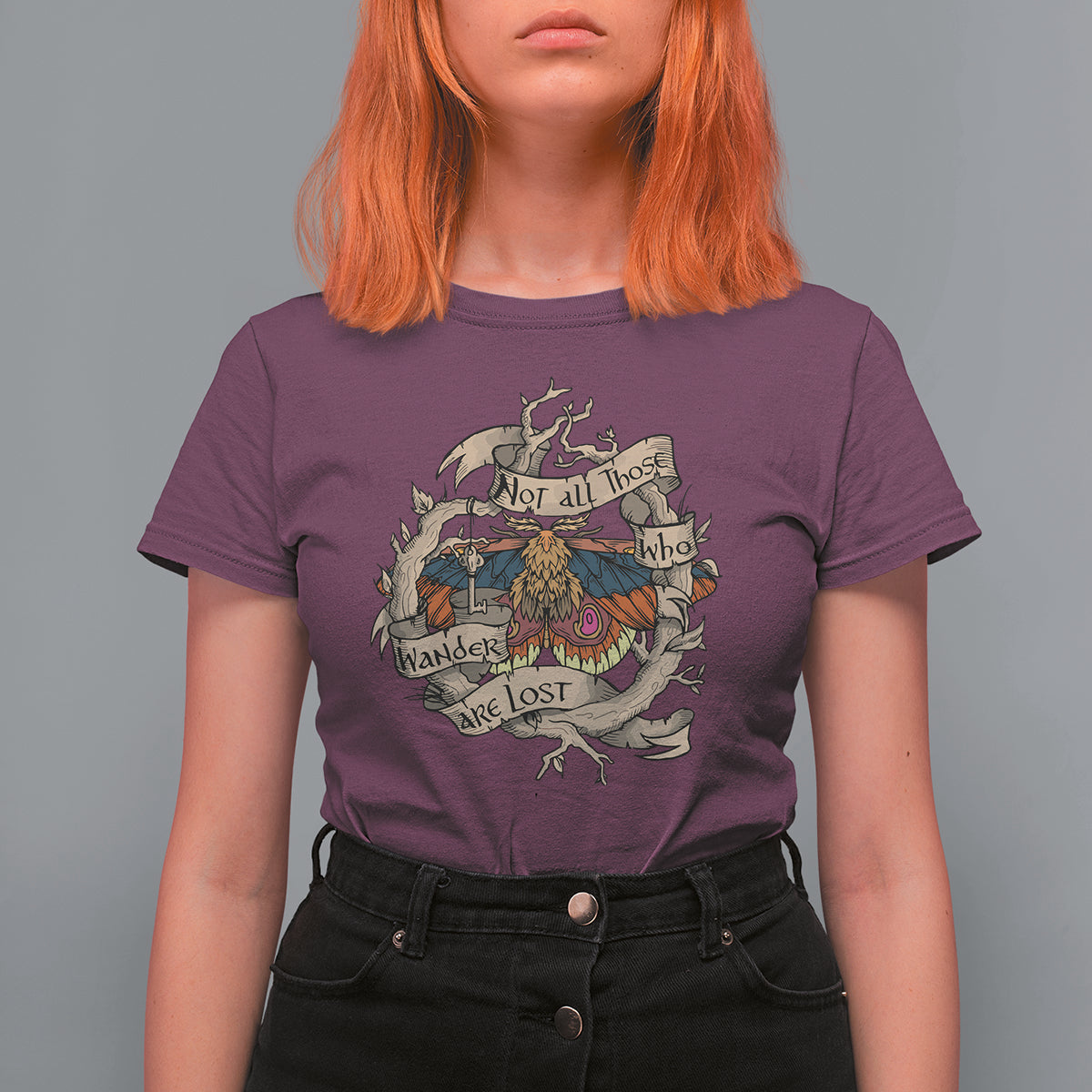 Goblincore Polyphemus Moth Not All Those Who Wander Are Lost Inspirational Moth T-Shirt for Women, Spiritual Shirt, Moth Sprituality T Shirt For Women - Wonder Print Shop
