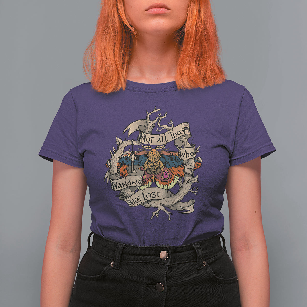 Goblincore Polyphemus Moth Not All Those Who Wander Are Lost Inspirational Moth T-Shirt for Women, Spiritual Shirt, Moth Sprituality T Shirt For Women - Wonder Print Shop