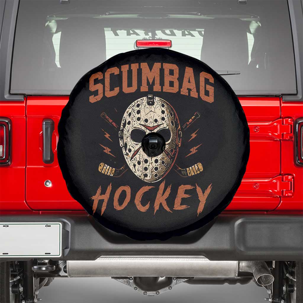 Scumbag Hockey Goalie Mask Distressed Sports Graphic Spare Tire Cover