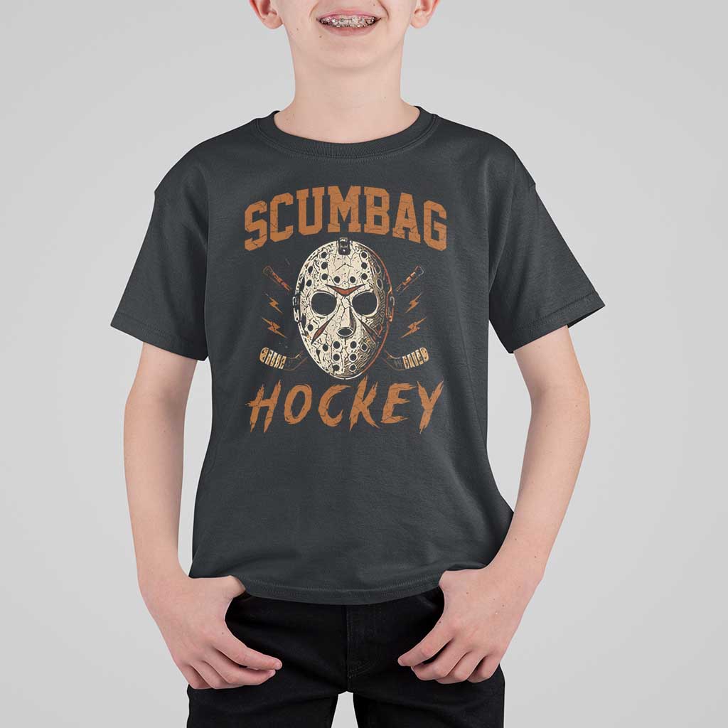 Scumbag Hockey Goalie Mask Distressed Sports Graphic T Shirt For Kid