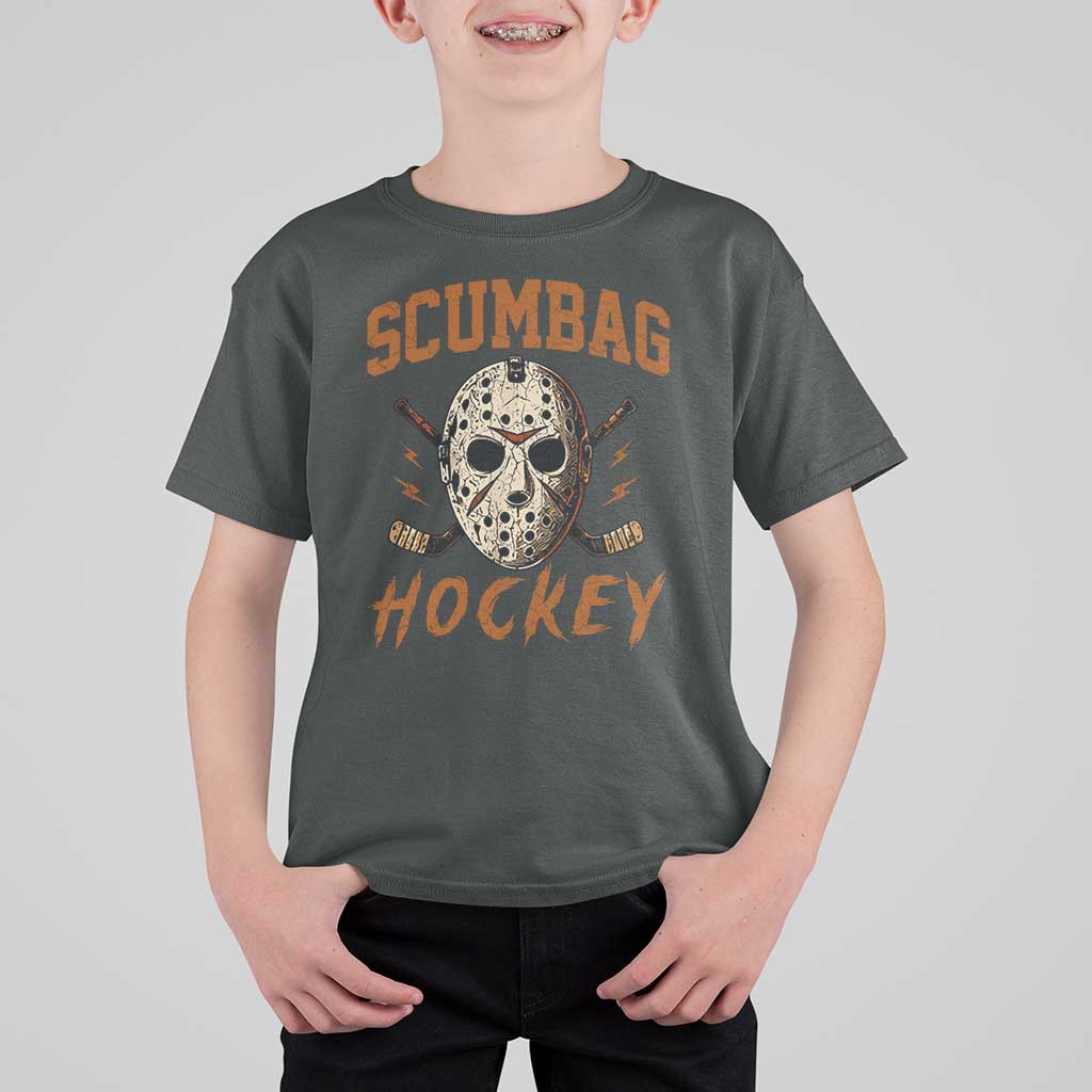 Scumbag Hockey Goalie Mask Distressed Sports Graphic T Shirt For Kid