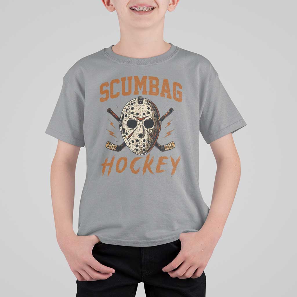 Scumbag Hockey Goalie Mask Distressed Sports Graphic T Shirt For Kid