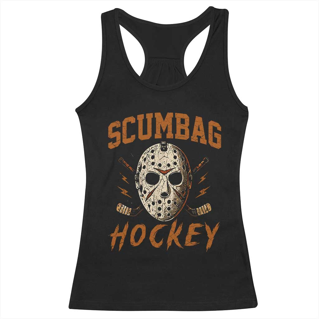 Scumbag Hockey Goalie Mask Distressed Sports Graphic Racerback Tank Top