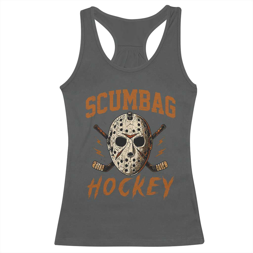 Scumbag Hockey Goalie Mask Distressed Sports Graphic Racerback Tank Top