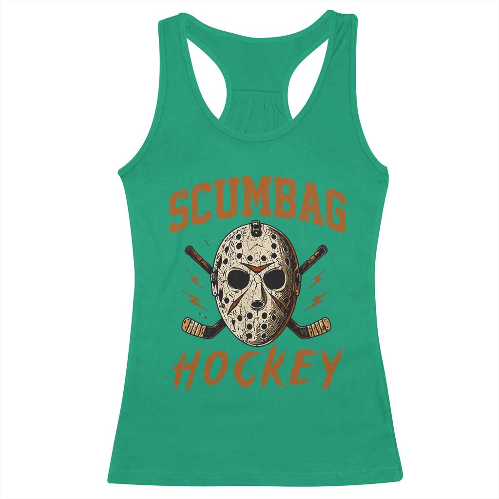 Scumbag Hockey Goalie Mask Distressed Sports Graphic Racerback Tank Top