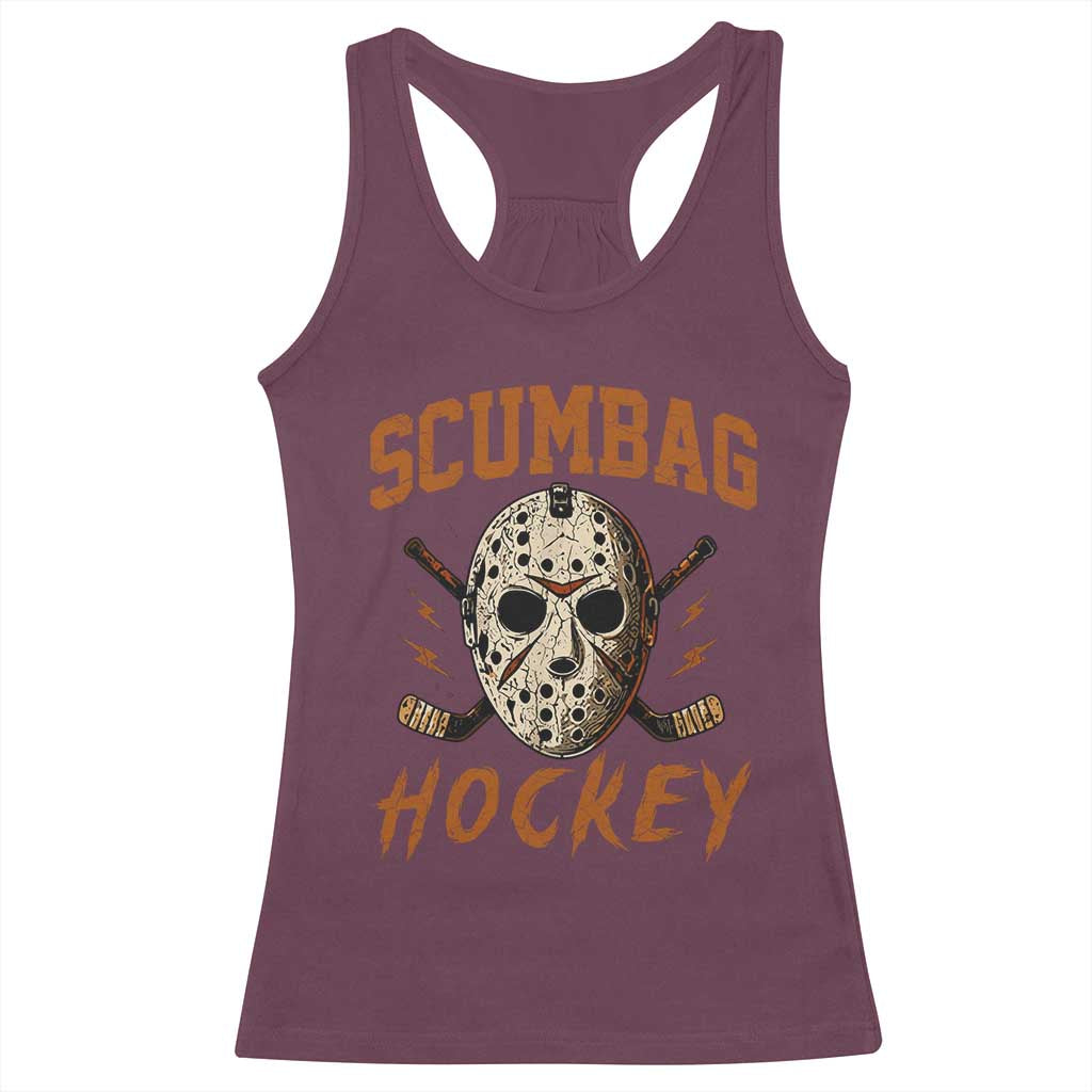 Scumbag Hockey Goalie Mask Distressed Sports Graphic Racerback Tank Top