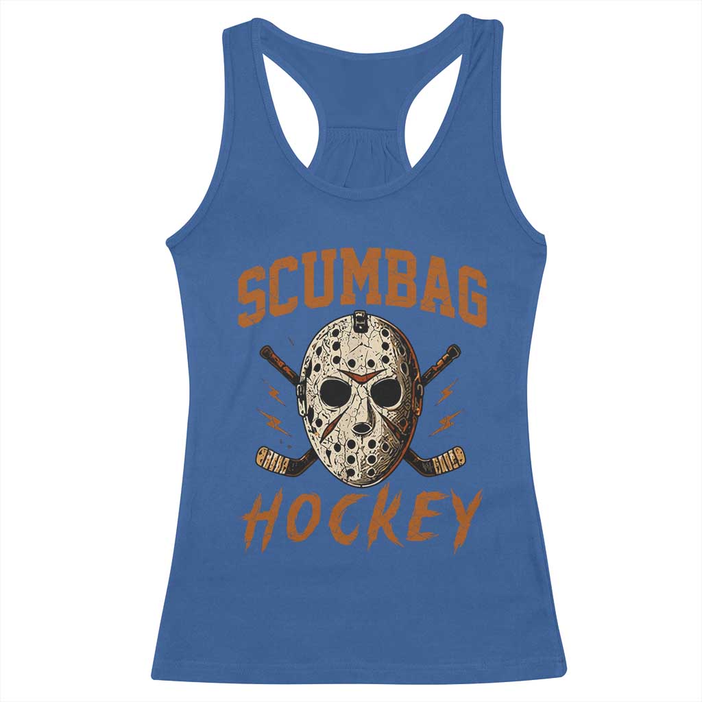 Scumbag Hockey Goalie Mask Distressed Sports Graphic Racerback Tank Top