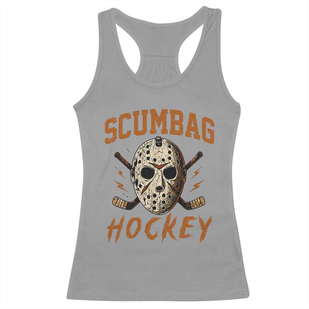 Scumbag Hockey Goalie Mask Distressed Sports Graphic Racerback Tank Top