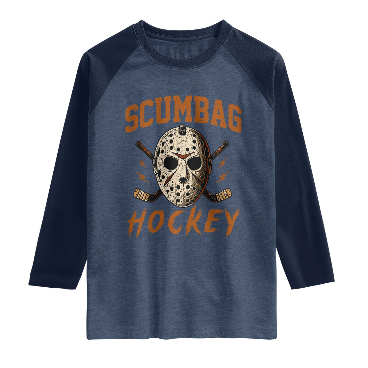 Scumbag Hockey Goalie Mask Distressed Sports Graphic Raglan Shirt