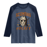 Scumbag Hockey Goalie Mask Distressed Sports Graphic Raglan Shirt
