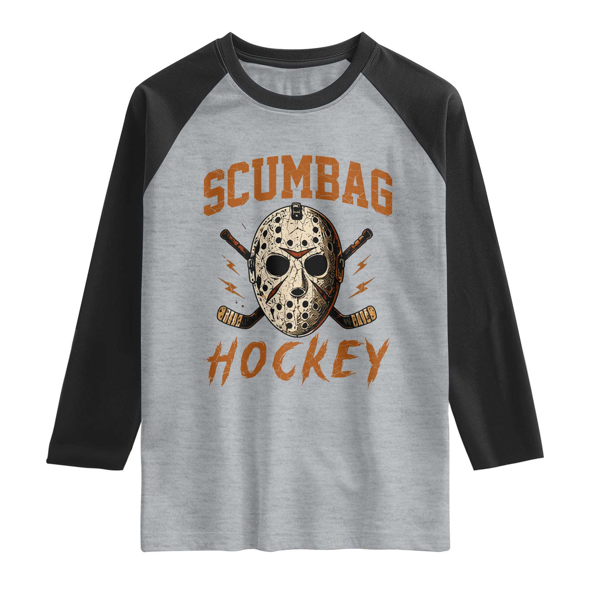 Scumbag Hockey Goalie Mask Distressed Sports Graphic Raglan Shirt