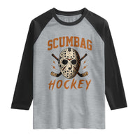 Scumbag Hockey Goalie Mask Distressed Sports Graphic Raglan Shirt