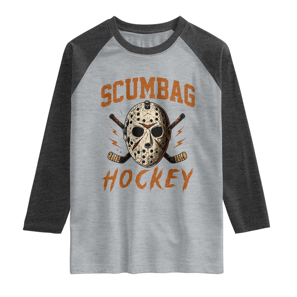 Scumbag Hockey Goalie Mask Distressed Sports Graphic Raglan Shirt