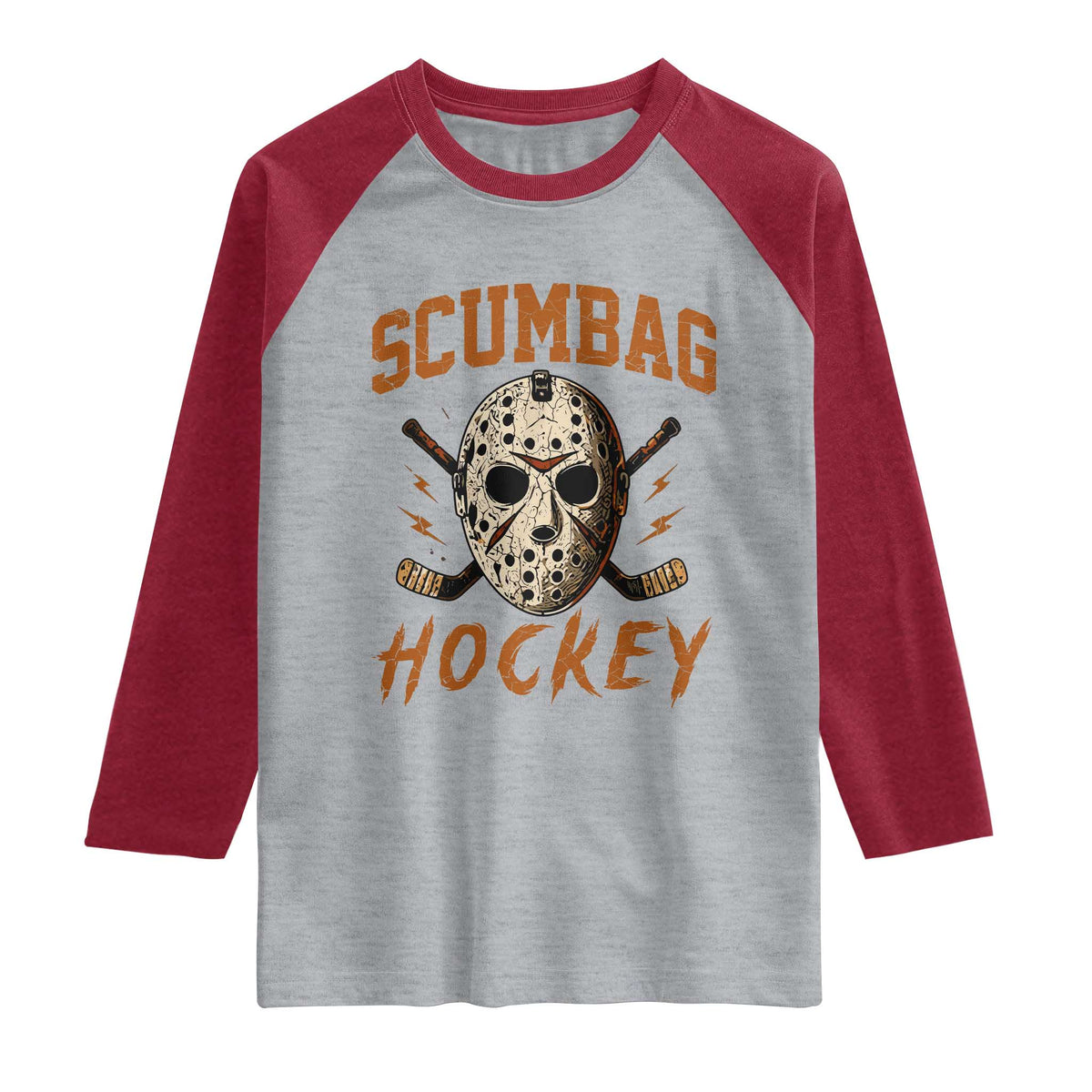 Scumbag Hockey Goalie Mask Distressed Sports Graphic Raglan Shirt