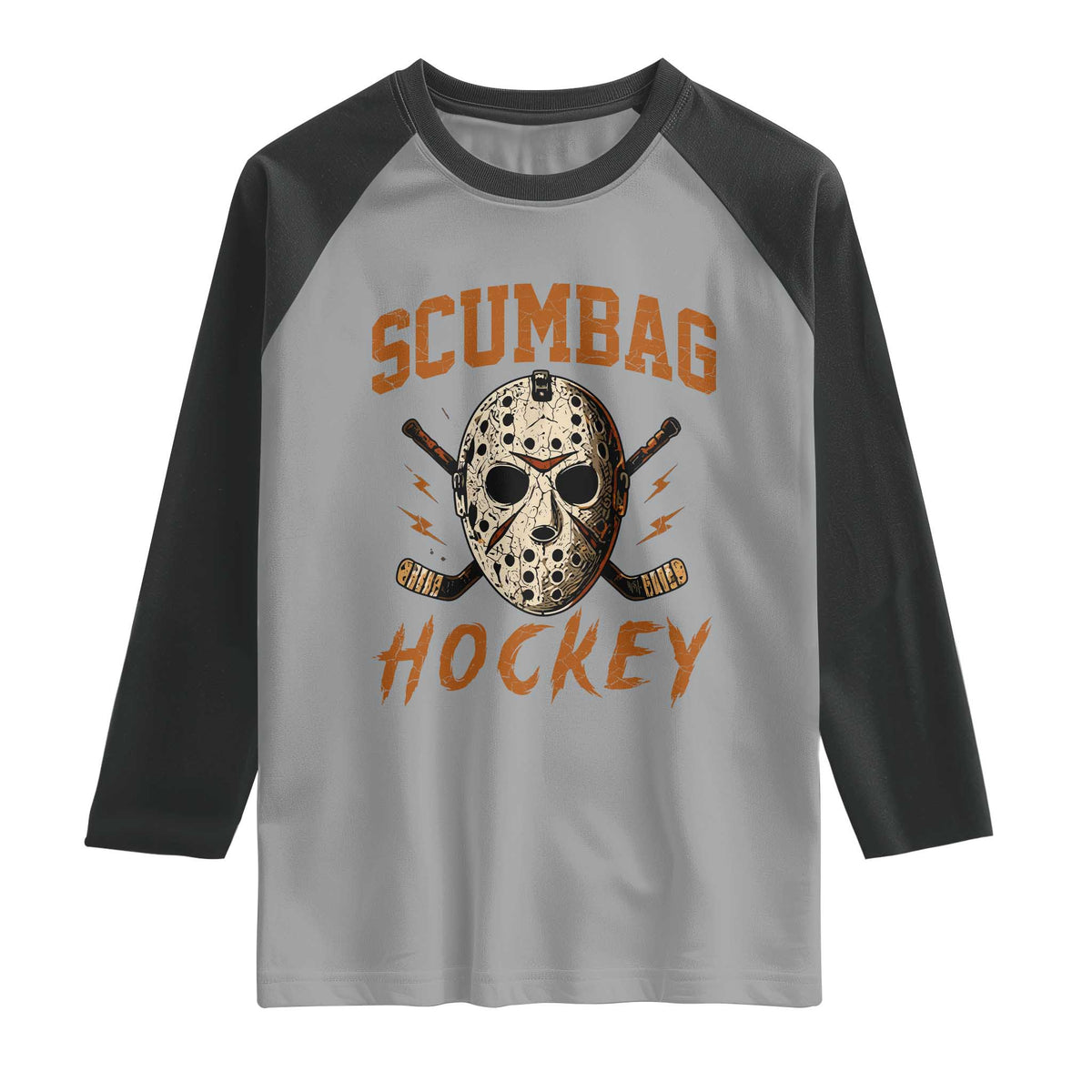 Scumbag Hockey Goalie Mask Distressed Sports Graphic Raglan Shirt