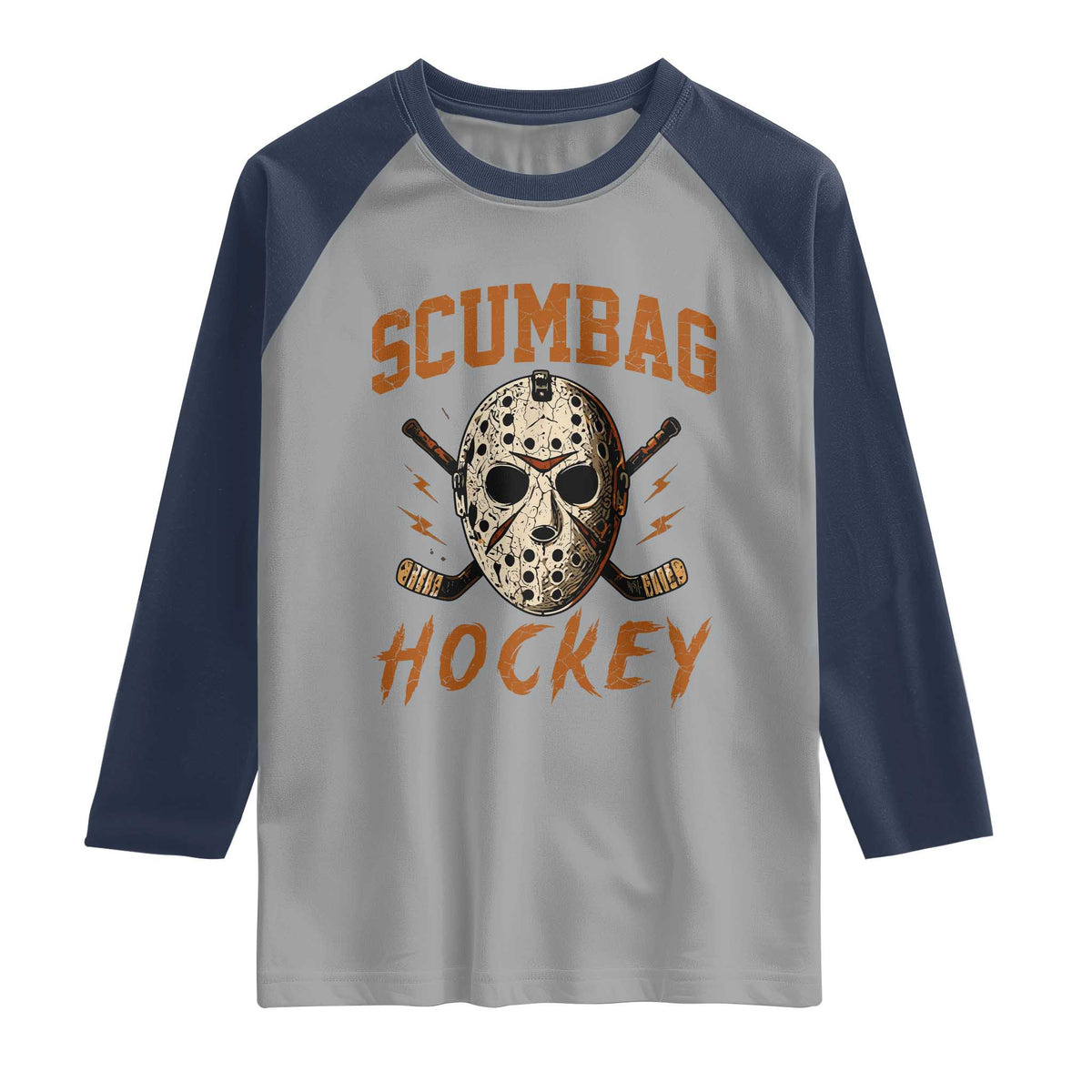 Scumbag Hockey Goalie Mask Distressed Sports Graphic Raglan Shirt