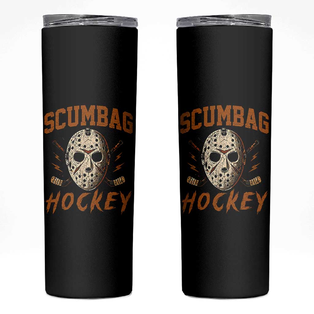 Scumbag Hockey Goalie Mask Distressed Sports Graphic Skinny Tumbler