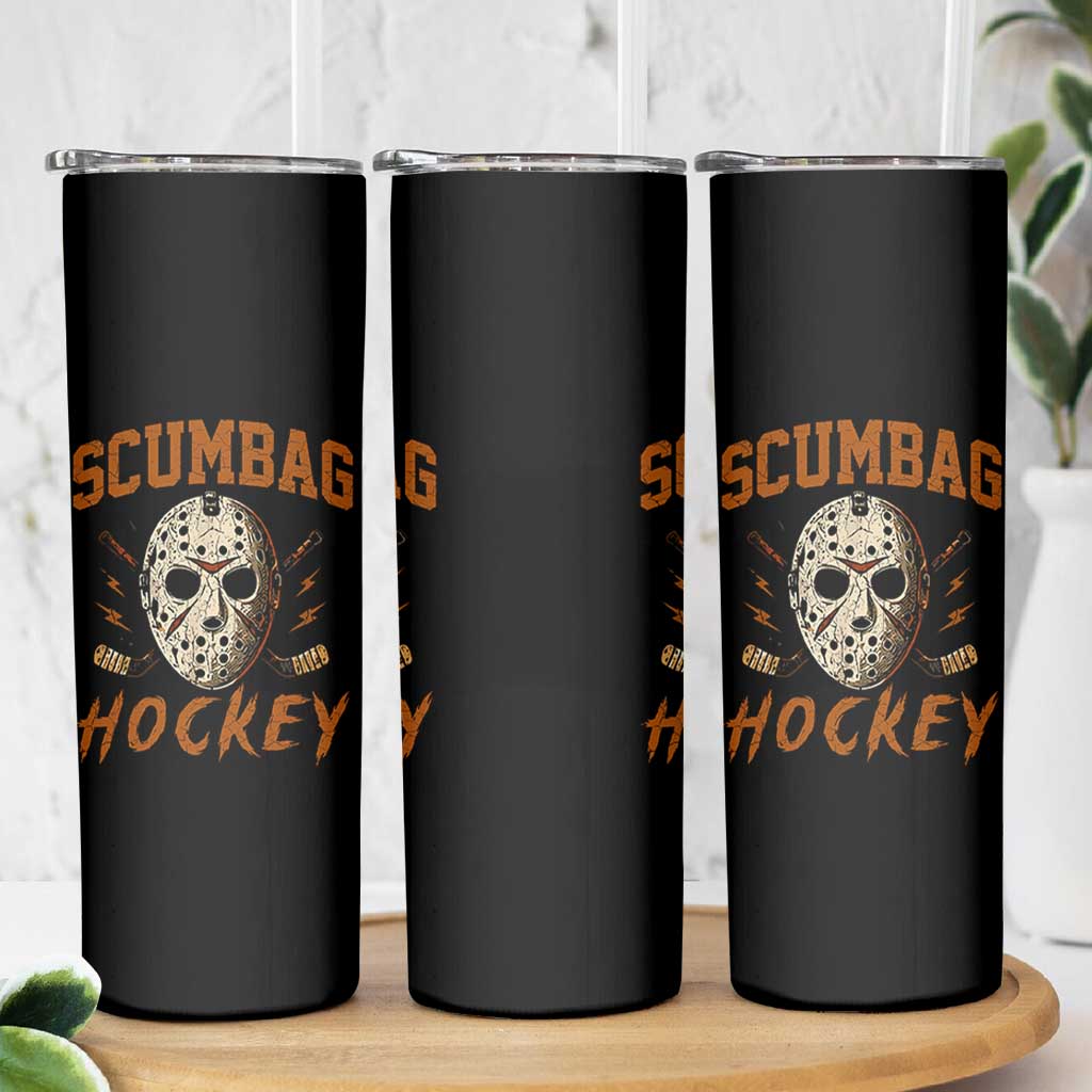Scumbag Hockey Goalie Mask Distressed Sports Graphic Skinny Tumbler