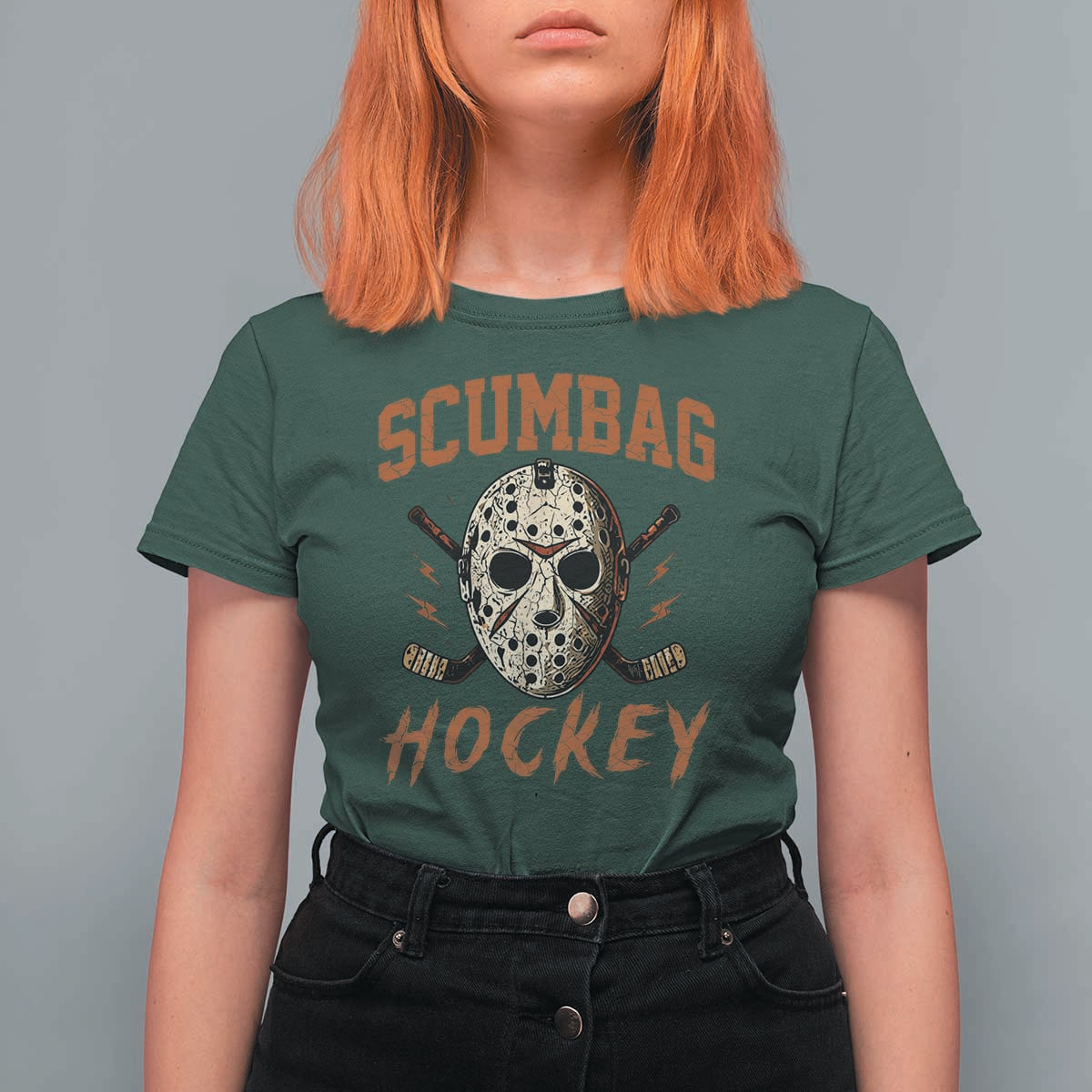 Scumbag Hockey Goalie Mask Distressed Sports Graphic T Shirt For Women
