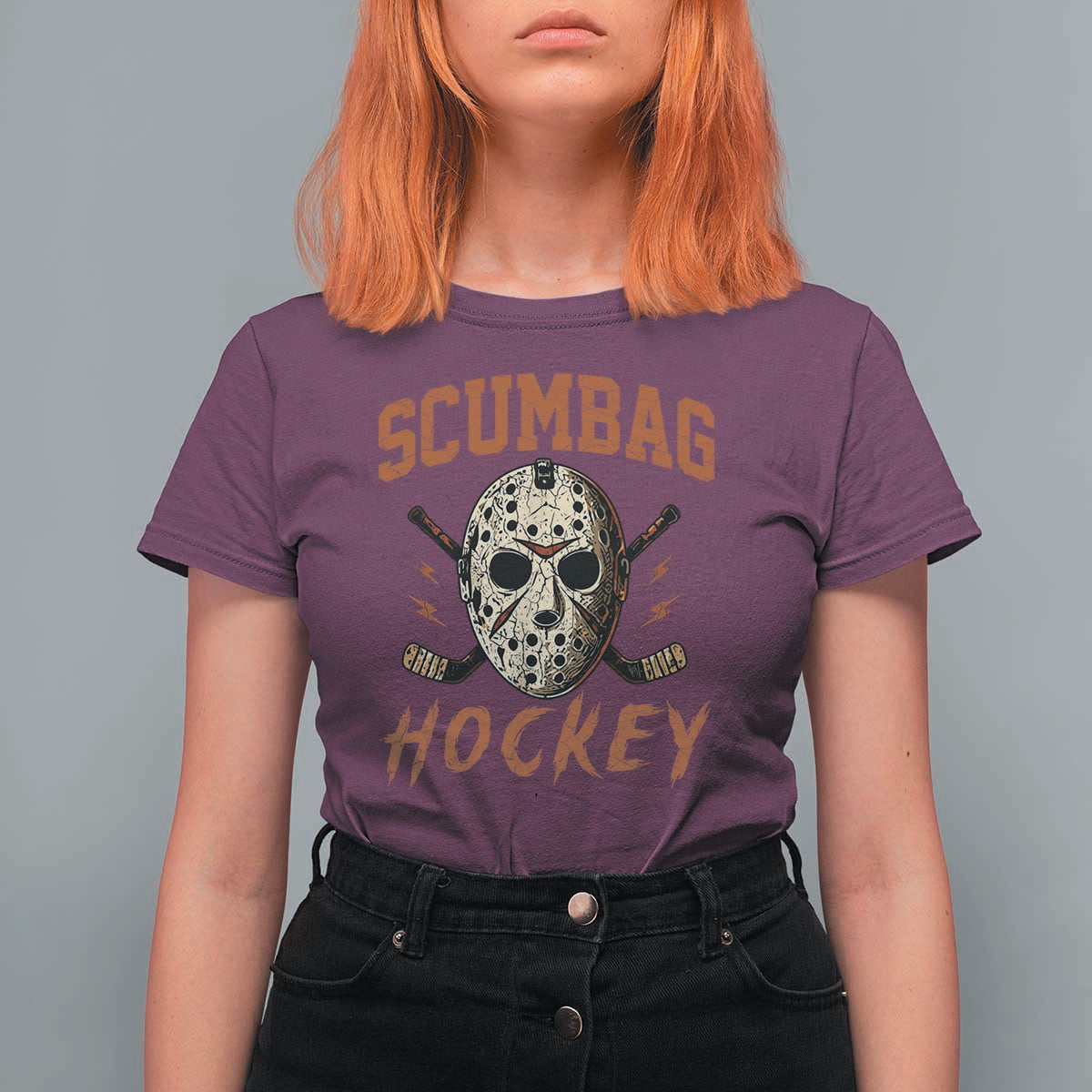 Scumbag Hockey Goalie Mask Distressed Sports Graphic T Shirt For Women