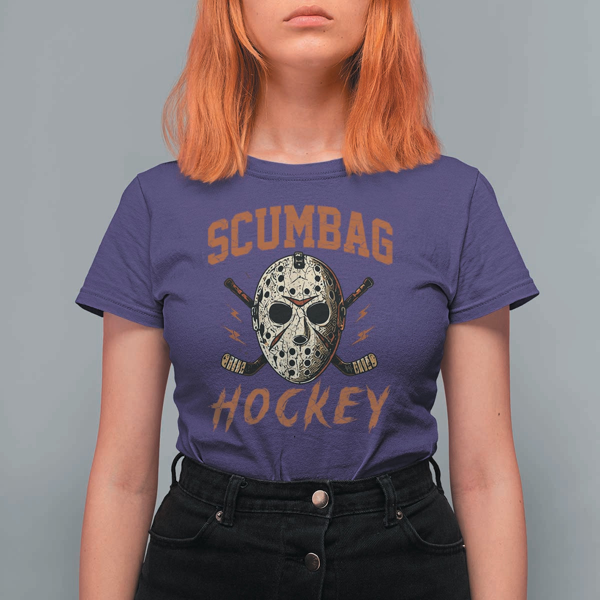Scumbag Hockey Goalie Mask Distressed Sports Graphic T Shirt For Women