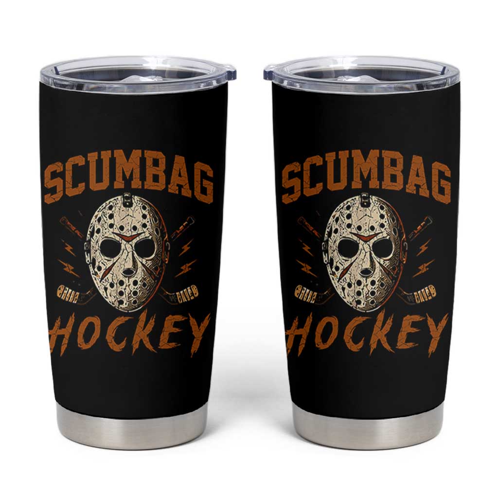 Scumbag Hockey Goalie Mask Distressed Sports Graphic Tumbler Cup