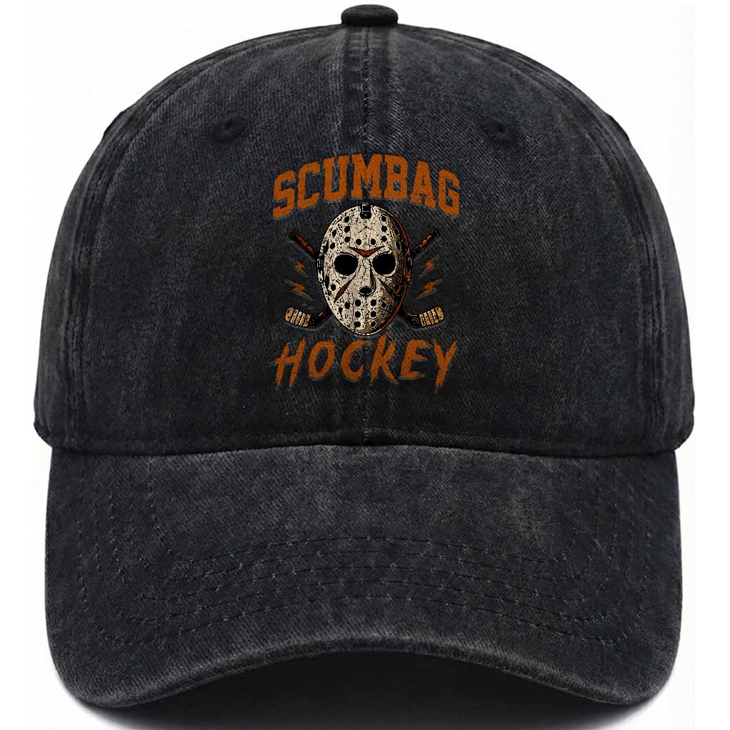 Scumbag Hockey Goalie Mask Distressed Sports Graphic Washed Cotton Baseball Cap