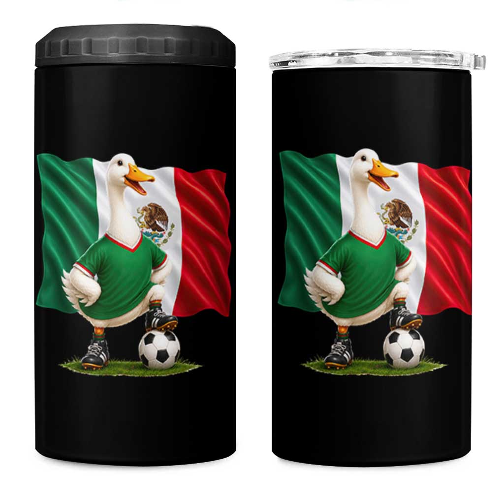 Merlin the Duck Mexico Flag Soccer Player 4 in 1 Can Cooler Tumbler Mexican Pride Football Fans