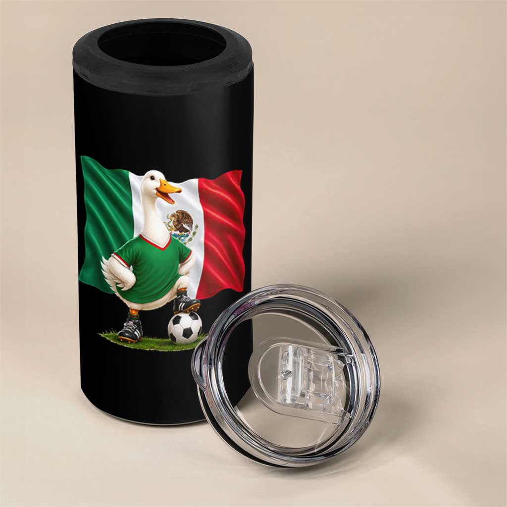 Merlin the Duck Mexico Flag Soccer Player 4 in 1 Can Cooler Tumbler Mexican Pride Football Fans