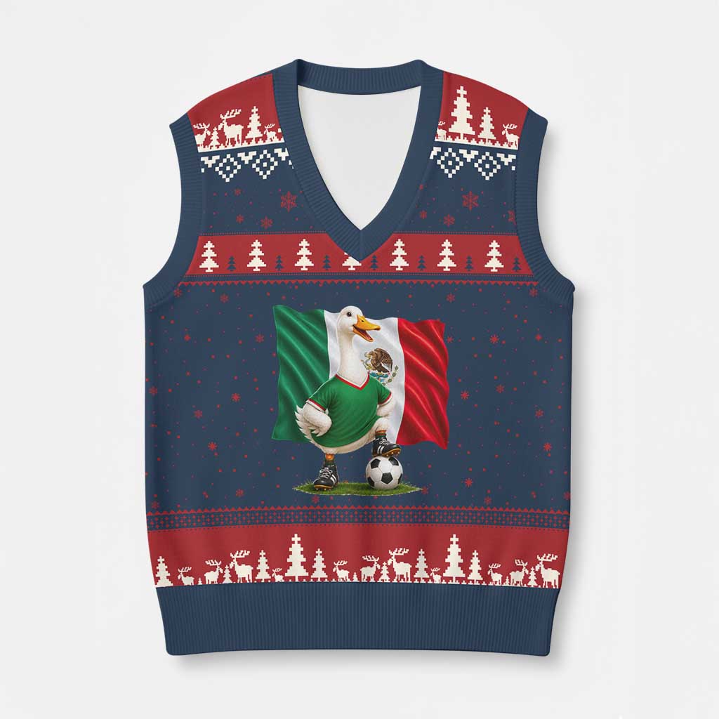 Merlin the Duck Mexico Flag Soccer Player V-Neck Knit Sweater Vest Mexican Pride Football Fans
