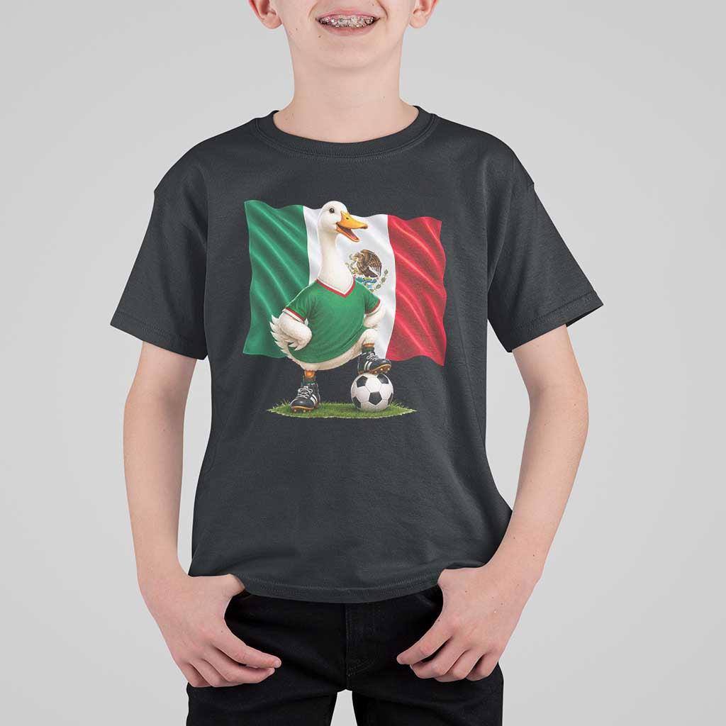 Merlin the Duck Mexico Flag Soccer Player T Shirt For Kid Mexican Pride Football Fans