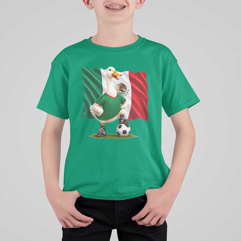 Merlin the Duck Mexico Flag Soccer Player T Shirt For Kid Mexican Pride Football Fans