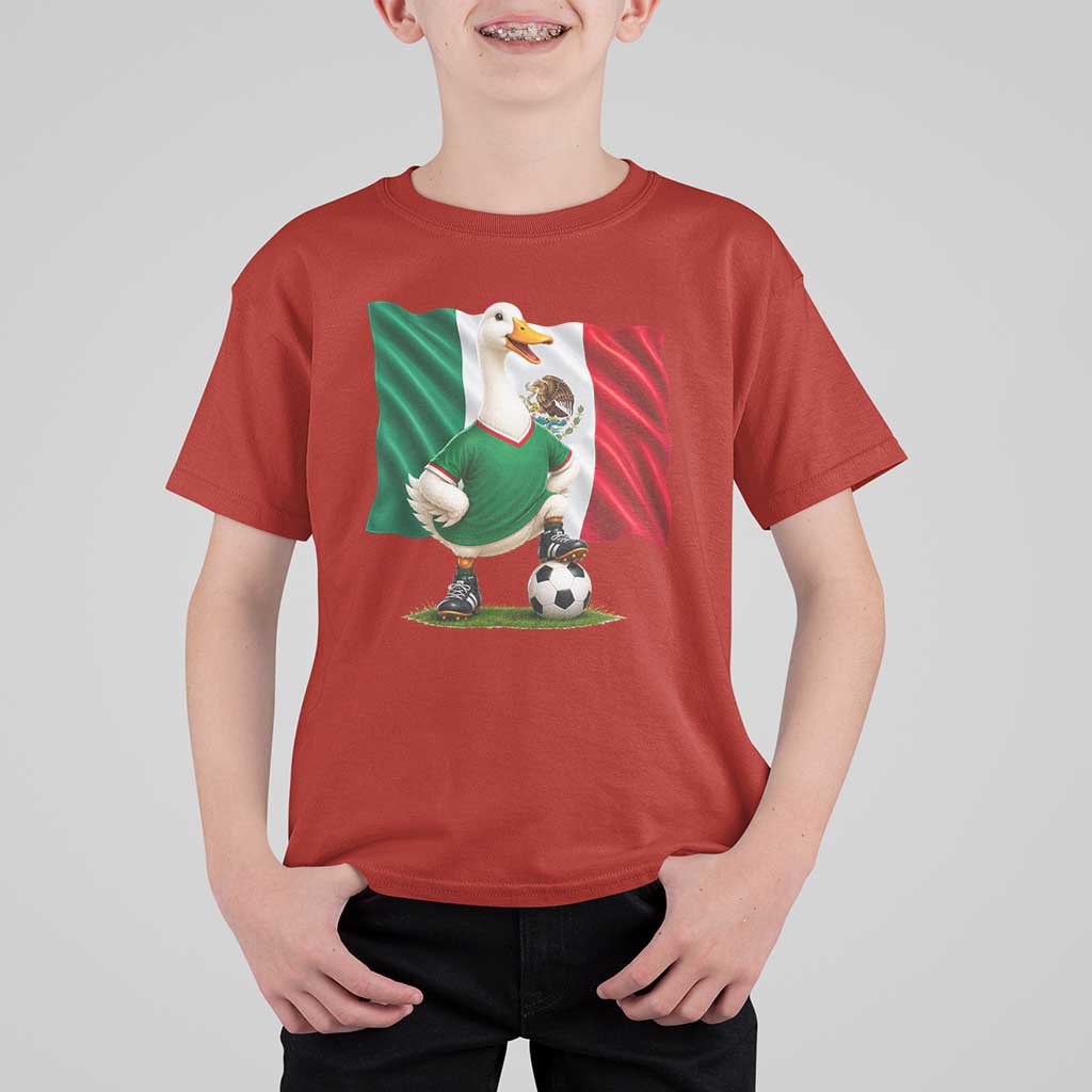 Merlin the Duck Mexico Flag Soccer Player T Shirt For Kid Mexican Pride Football Fans