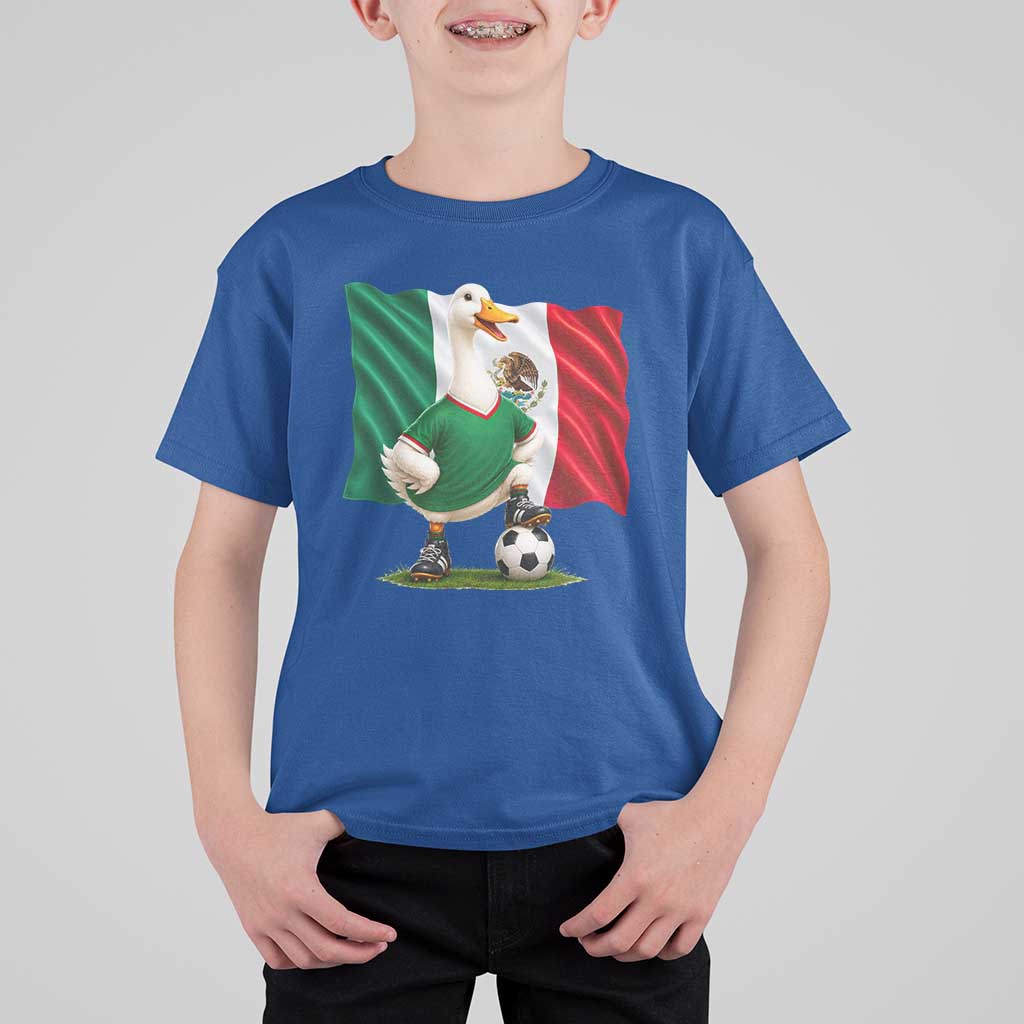 Merlin the Duck Mexico Flag Soccer Player T Shirt For Kid Mexican Pride Football Fans