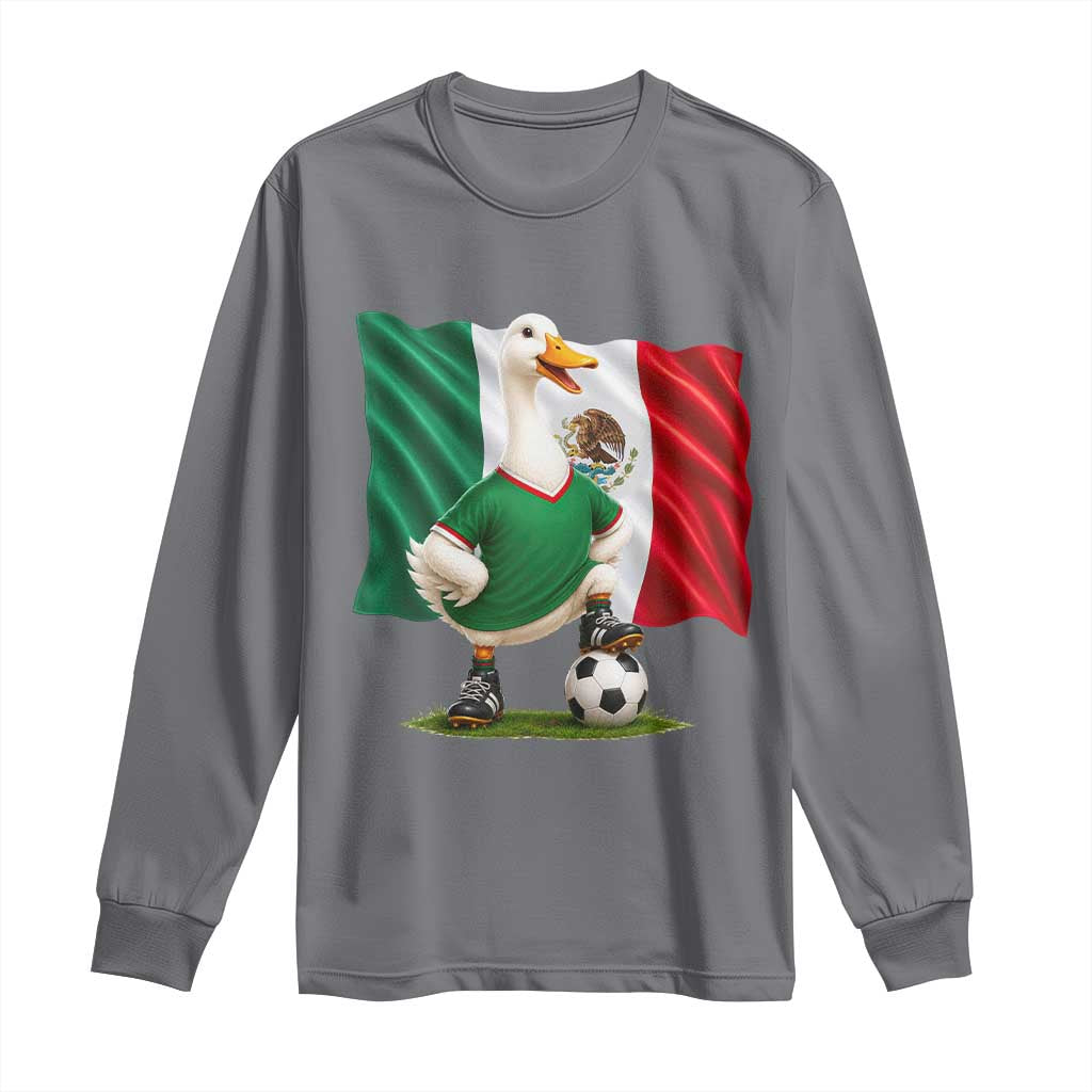 Merlin the Duck Mexico Flag Soccer Player Long Sleeve Shirt Mexican Pride Football Fans