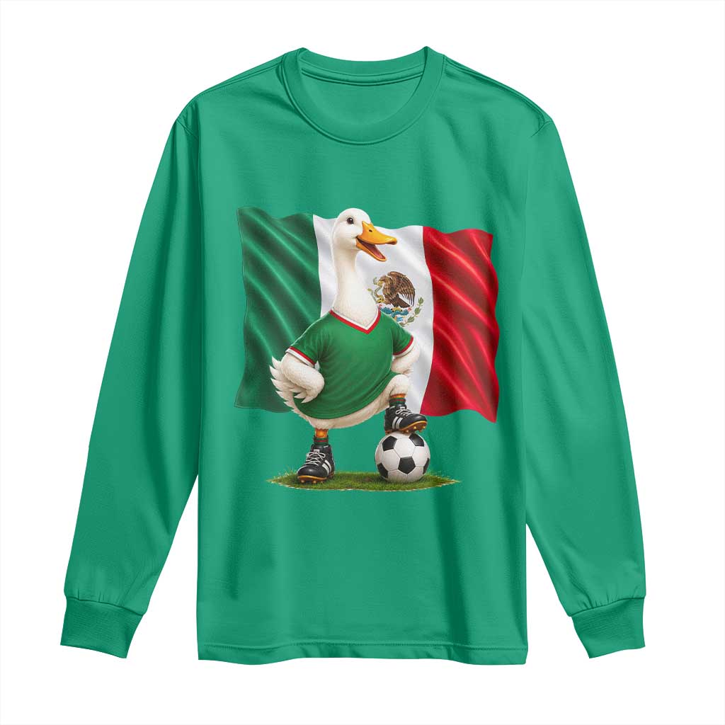 Merlin the Duck Mexico Flag Soccer Player Long Sleeve Shirt Mexican Pride Football Fans