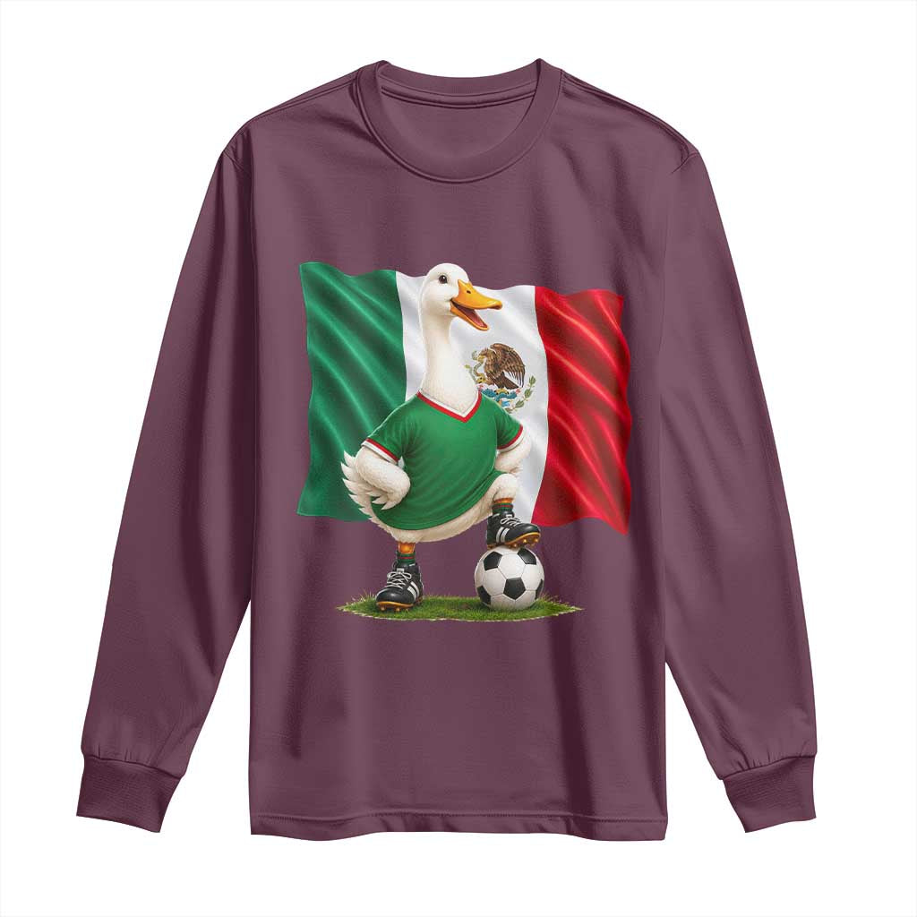 Merlin the Duck Mexico Flag Soccer Player Long Sleeve Shirt Mexican Pride Football Fans