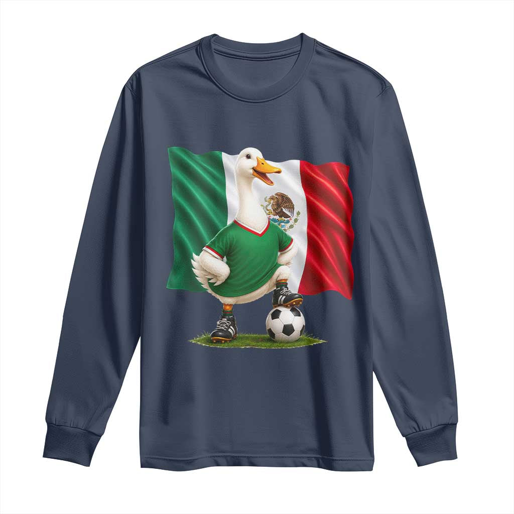 Merlin the Duck Mexico Flag Soccer Player Long Sleeve Shirt Mexican Pride Football Fans