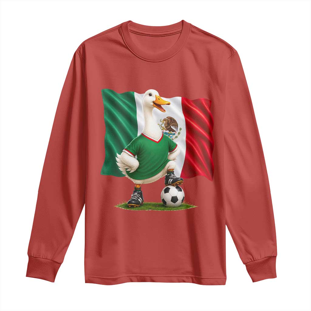 Merlin the Duck Mexico Flag Soccer Player Long Sleeve Shirt Mexican Pride Football Fans